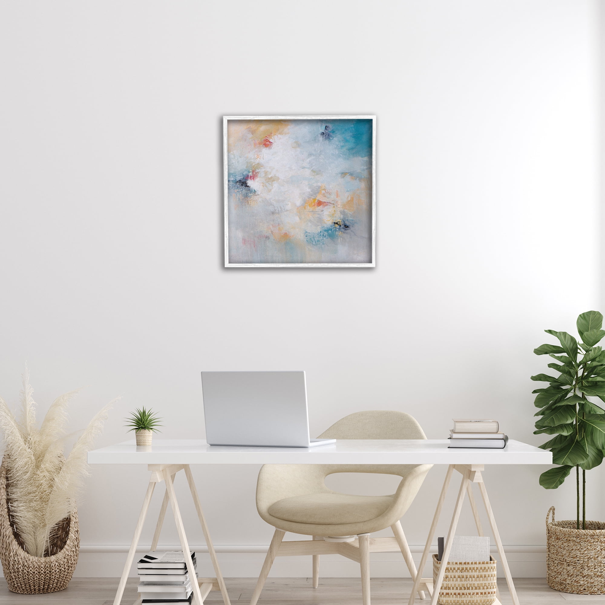 Veiled Dance Abstraction White Framed Giclee Art, design by Karen Hale