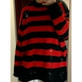 thumbnail image 5 of Kurt Cobain Ripped Hole Red And Black Striped Sweater - Mens 3XL, 5 of 22