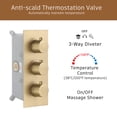 thumbnail image 4 of Boyel Living Shower Head Set Wall Mount 12'' Rainfall 3 Function Shower System with 6 Body Jets,Brushed Gold, 4 of 10