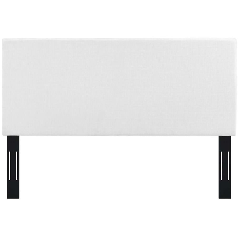 Maklaine Full/Queen Upholstered Linen Fabric Headboard in White