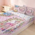 thumbnail image 3 of Erosebridal Cute Princess Zipper Queen Comforter Set with Fitted Sheet and 2 Pillowcases for Girls, Chic Flower Floral Zipper Bedding Set, Colorful Stars Reversible, 3 of 7