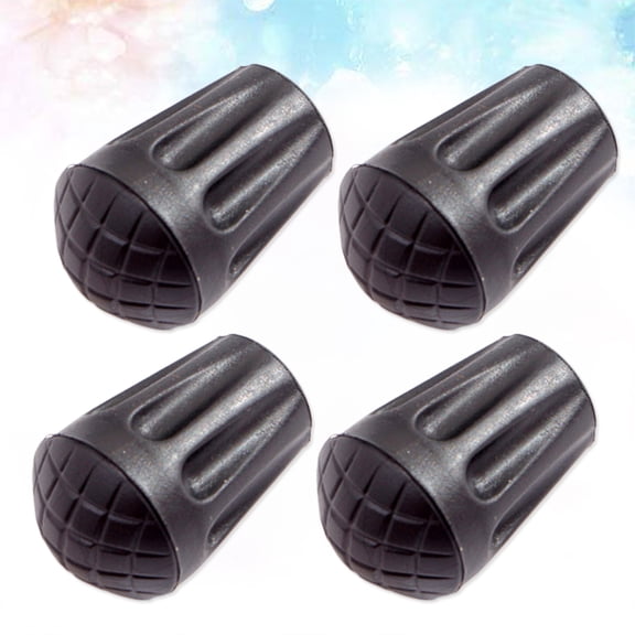 WRITWAA 4PCS Durable Lightweight Rubber Trekking Pole Tips Black for Protection Use AntiSlip Fit Most Poles 1.1cm Hole