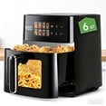 thumbnail image 2 of 6-Quart Air Fryer, 8-in-1 Electric Hot Air Oven with LED Touchscreen, Non-stick Fry Basket, 1350W Power, 360 ° Hot Air Circulation, Heat-insulated Handles, Black, 2 of 8
