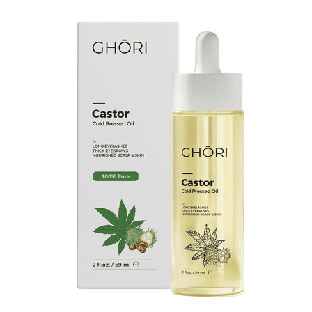 GHORI Castor Oil | 100% Pure Cold Pressed | Hexane-Free | Non-Comedogenic | Strengthens Hair, Brows & Lashes | Deeply Nourishes Skin | 2 fl oz