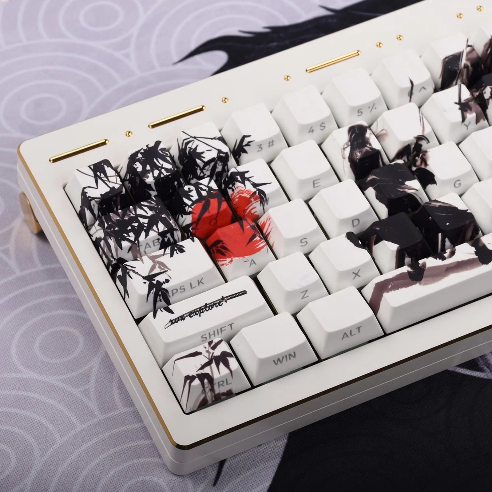 Original Height Keycaps with Side Engraved Translucent Designing Fighting Theme for Mechanical Keyboards