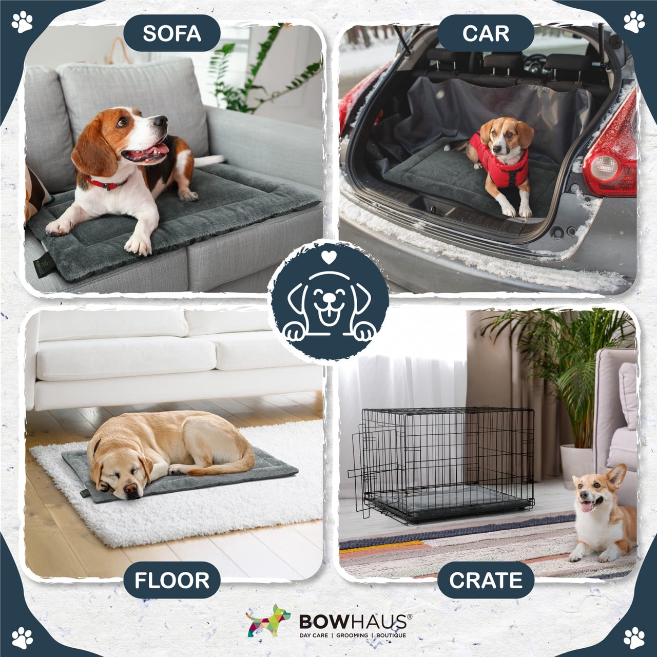 CAPHAUS 39.4" Plush Dog Bed for 42" Crate, Machine-Washable Soft Kennel Pad for Medium, Large Dog, Anti-Slip Crate Mat, Cozy Pet Sleeping Flat Cushion