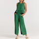 thumbnail image 5 of Chaleco Conjunto de pantalones de 2 piezas para mujer Traje informal de vacaciones de cintura alta de algodón (verde retro L) Kuymtek verde retro T L para Mujer, 5 of 6