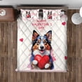 thumbnail image 4 of Happy Valentine's Day Miniature American Shepherd Brings Love Heart Quilt Bedding Set MAS Dog Lover Gifts 1 Blanket Bed Cover 2 Pillowcases - 02028, 4 of 5