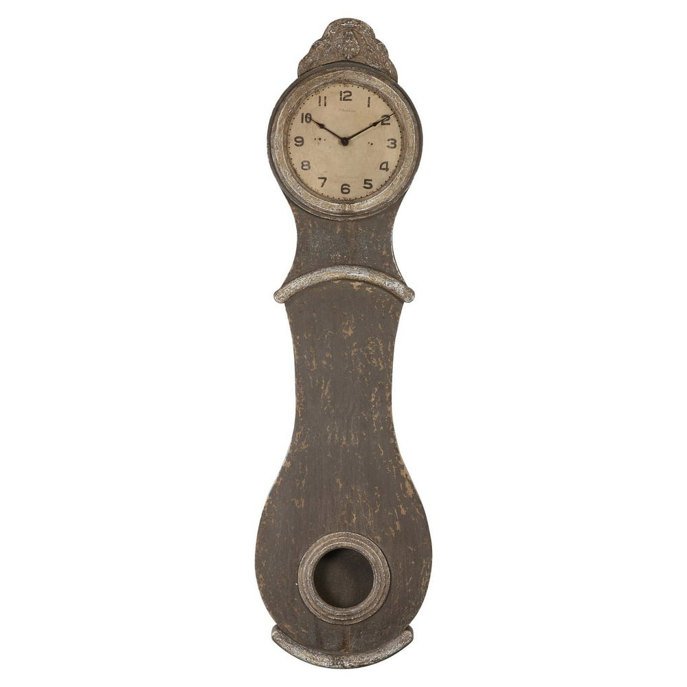 creative coop distressed grey wood grandfather style wall clock