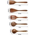 thumbnail image 2 of Nvzi Wooden Kitchen Utensil Set,Teak Kitchen Utensils Wok Spatula+Flat Spatula+Slotted Spoon+Soup Ladle+Slotted Spatula,Kitchenware Nonstick Pan Fryer Pot Cookware, 2 of 5