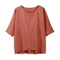 thumbnail image 2 of WCJM Cold Shoulder Tops for Women Short Sleeve T Shirts Twist Knot Women's Short Sleeve T-Shirt Loose Button Shirt Top Stand Solid Color Sleeve Collar Casual Women's Shirt Women's Shirt, 2 of 7