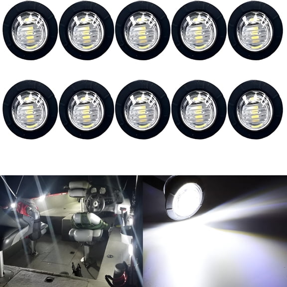 HIBIBUD 10 Pack Waterproof Marine Boat LED Lights, 12V Underwater Lighting for Boats, Utility Interior Navigation Deck Courtesy Lights, Submersible LED Marine Lighting for Yacht Fishing Boat