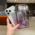 thumbnail image 5 of Designed for iPhone 16 Pro Phone Case,Luxury Diamond Butterfly Design,Cute Gradient Glitter Bling Diamond Rhinestone Sparkly Cover,Shockproof Anti-Scratch Electroplated Phone Case,Purple, 5 of 6