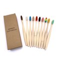 10PCS Biodegradable Bamboo Toothbrush Teeth Colorful Bristle Natural