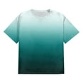 thumbnail image 5 of Cuoff Men's Large Size Loose Casual Gradient Short Sleeve Round Neck T-Shirt Top Cyan 4X, 5 of 5
