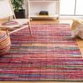 thumbnail image 3 of SAFAVIEH Rag Petar Striped Cotton Area Rug, Red/Multi, 6' x 6' Square, 3 of 12