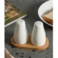 thumbnail image 1 of Salt and Pepper Shakers Set with a Bamboo Tray Ceramic Salt Shaker White Salt and Pepper Shaker Simplicity Salt and Pepper Set, 1 of 5