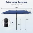 thumbnail image 6 of Alpha Joy 13x6.5ft Double-Sided Extra Large Outdoor Patio Market Rectangle Umbrella with Crank Handle, Haze Blue, 6 of 6