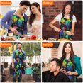 thumbnail image 4 of Rainbow Mushroom Neon Black Pattern Apron-Garden Aprons for Women with Pockets-Cotton Linen Waterproof Kitchen Cooking Gardening Aprons Adjustable for Kitchen,Cooking,BBQ and Salon 33x27 Inch, 4 of 7