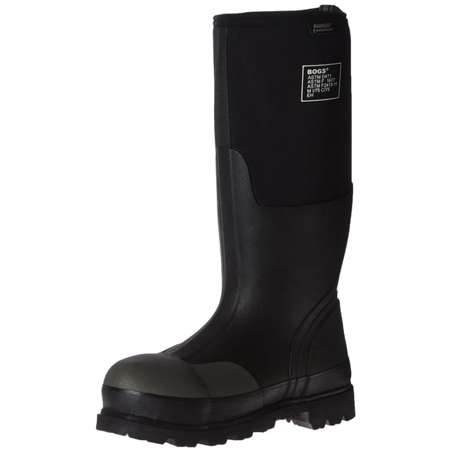 Botas de lluvia de trabajo BOGS Forge, altas, industriales, con punta de acero para hombre, negras