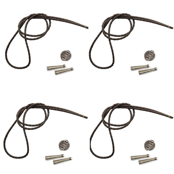 Blank Bolo Tie Kit Round Slide Ridge Tip Silvertone Parts Brown Vinyl Pk/4