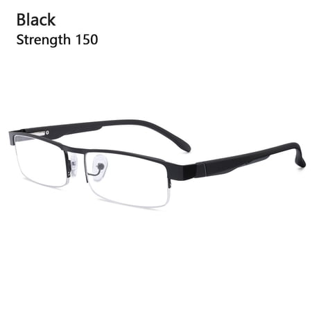 Office School Half Frame Eye Protection Portable Ultra Light Frame Business Reading Glasses Anti-Blue Light Glasses Computer Goggles BLACK STRENGTH 150