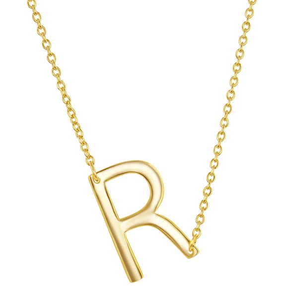 iJewelry2 Gold-plated Sterling Silver Sideways Letter R Initial Pendant Chain Necklace 18''