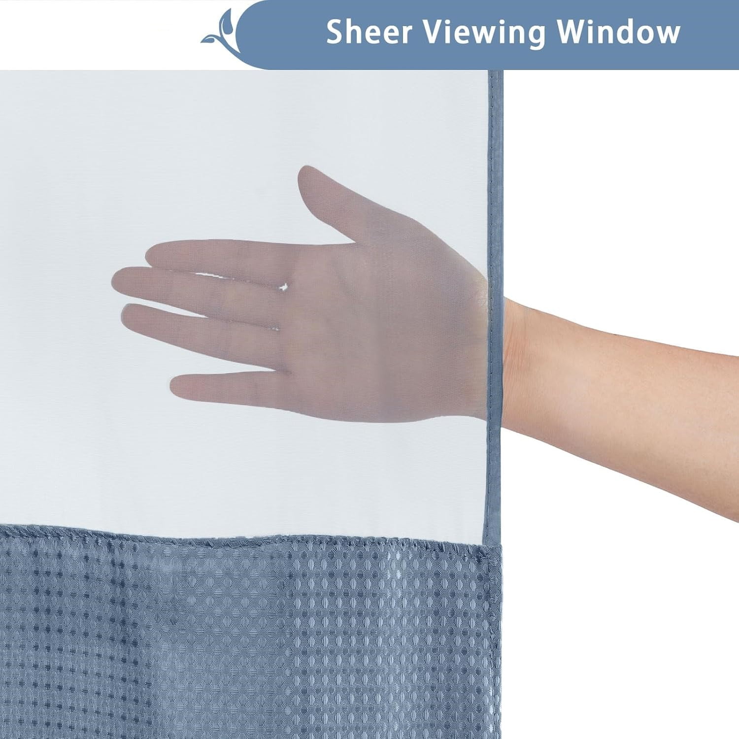 Zrodlmo No Hook Fabric Shower Curtain with Snap-in Liner, Waffle Waterproof and Mildew Resistant Bathroom Curtain, 72"x 74", Moon Blue