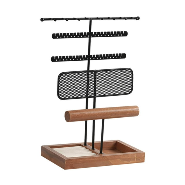 Jewelry Display Stand Gift with Wood Base Earring Holder Organizer for Dormitory