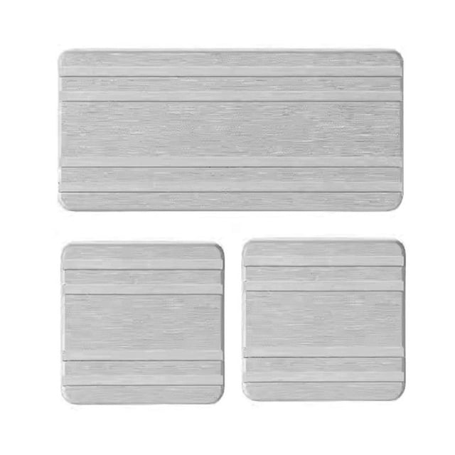 BUYISI 3Pcs Water Absorbing Stone Tray Diatomite Coasters Drying Tray For Sink Bathroom Counter Vanity Mat Kitchen Sponge Holder Gray