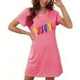 thumbnail image 1 of Camisón corto de mujer, vestido de largo medio con estampado de moda, camisón corto extragrande de mujer, camisón de manga corta con estampado de pecho a la moda, camisón de mujer, 1 of 6
