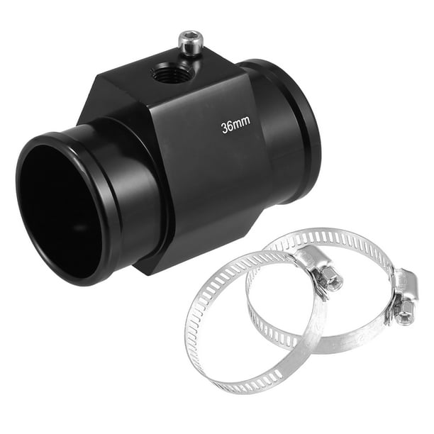 1 Juego de adaptador de manguera de radiador de calibre de sensor de temperatura de agua de aluminio Universal de 36mm con abrazaderas de manguera