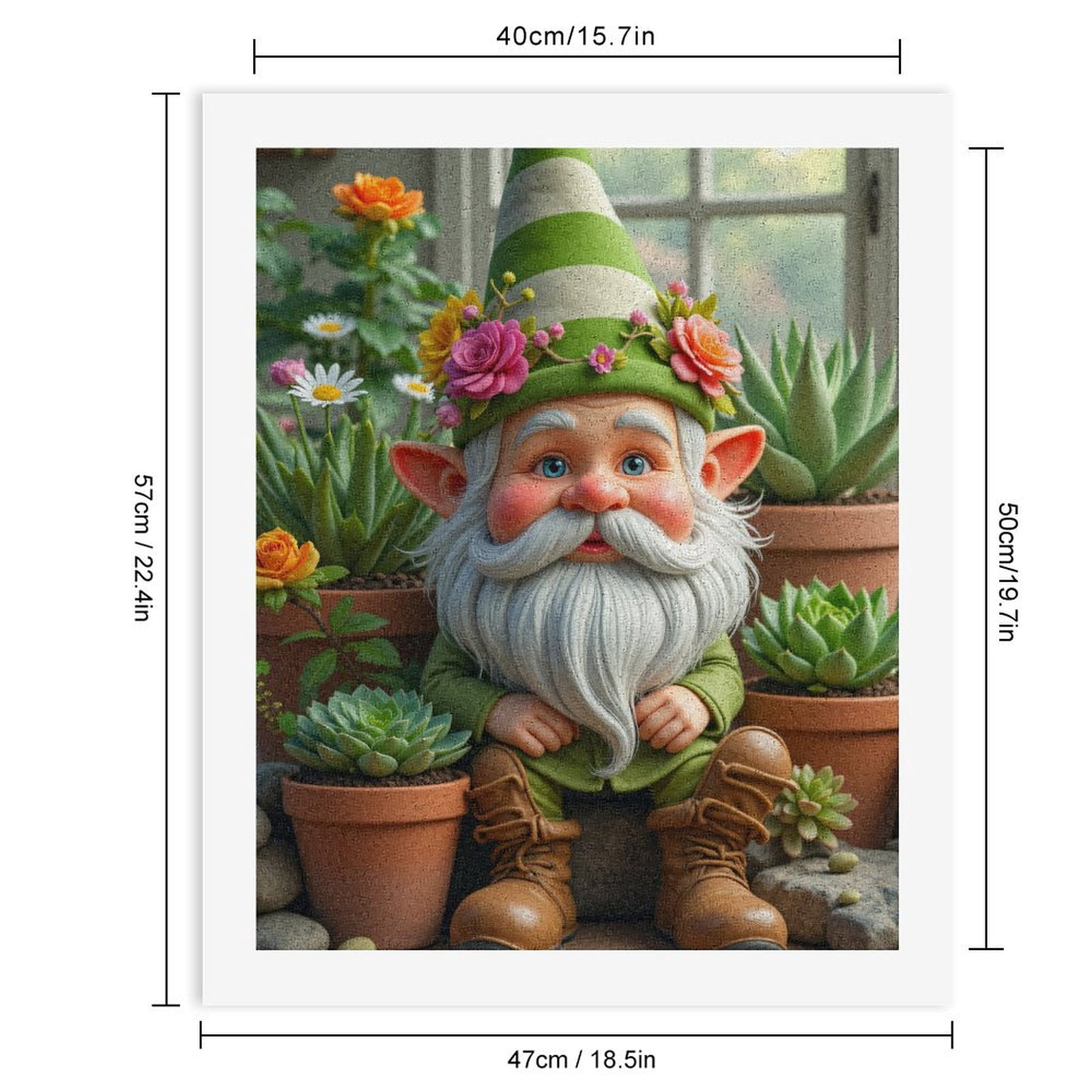 Paint by Numbers Kit for Adults, Garden Gnome Flower Pot Scene Paint by Numbers, Easy Paint by Numbers Kit for Adults Beginner, DIY Adult Paint by Number Kits on Canvas, Home Decor
