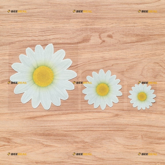 Daisy Flower Vinyl Decal Sticker - 3 Pack Reflective, 2 Inches, 3 Inches, 5 Inches - Style A for Car Laptop Phone - for Car Boat Laptop Cup Phone