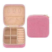 REGALWOVEN Travel Jewelry Box for Women Girls Birthday Gifts, Small Portable Velvet Jewelry Organizer Case for Earring Necklace Rose Red 4*4*2in