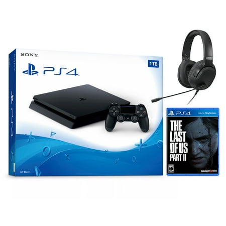 Sony PlayStation 4 Slim The Last of Us Part II Bundle 1TB PS4 Gaming Console, Jet Black, with Mytrix Chat Headset
