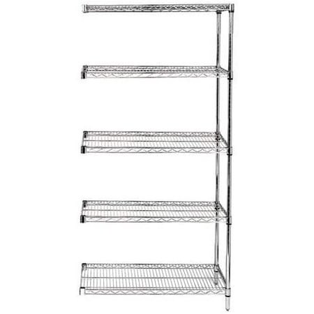

36 Deep x 72 Wide x 86 High 5 Tier Stainless Steel Wire Add-On Shelving Unit