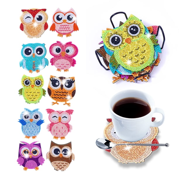 Para Principiantes Tapete Diamantes Kit Posavasos Con Artesanal Dibujos Animados 8/10 Uds.