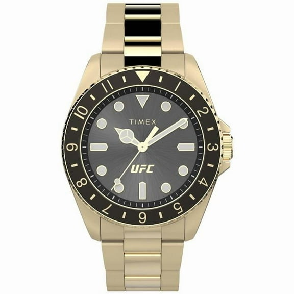 Timex 42 mm Gold-Tone Strap, Black Dial & Gold-Tone Case UFC Mens Debut Watch
