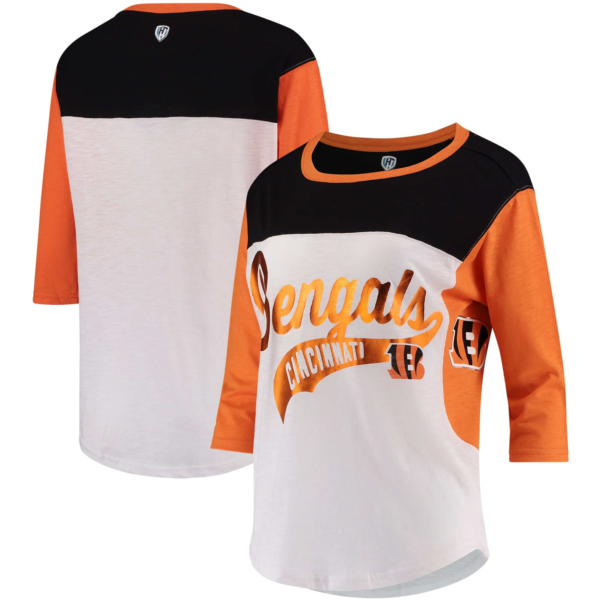 Cincinnati Bengals Hands High Women's Season Pass 3/4-Sleeve T-Shirt - White/Orange - Walmart 
