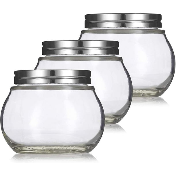 Clear 8 oz / 220 ml Round Glass Jar with Silver Metal Lid