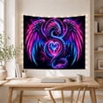 thumbnail image 5 of Glowing Dragon Heart Formed from Neon Wings on Black Background, Mystical Fantasy for Fantasy Decor Lovers, Magical Wall Art Decor, Halloween Gift, Tapestry Wall Hanging for Bedroom and Dorm, 5 of 7