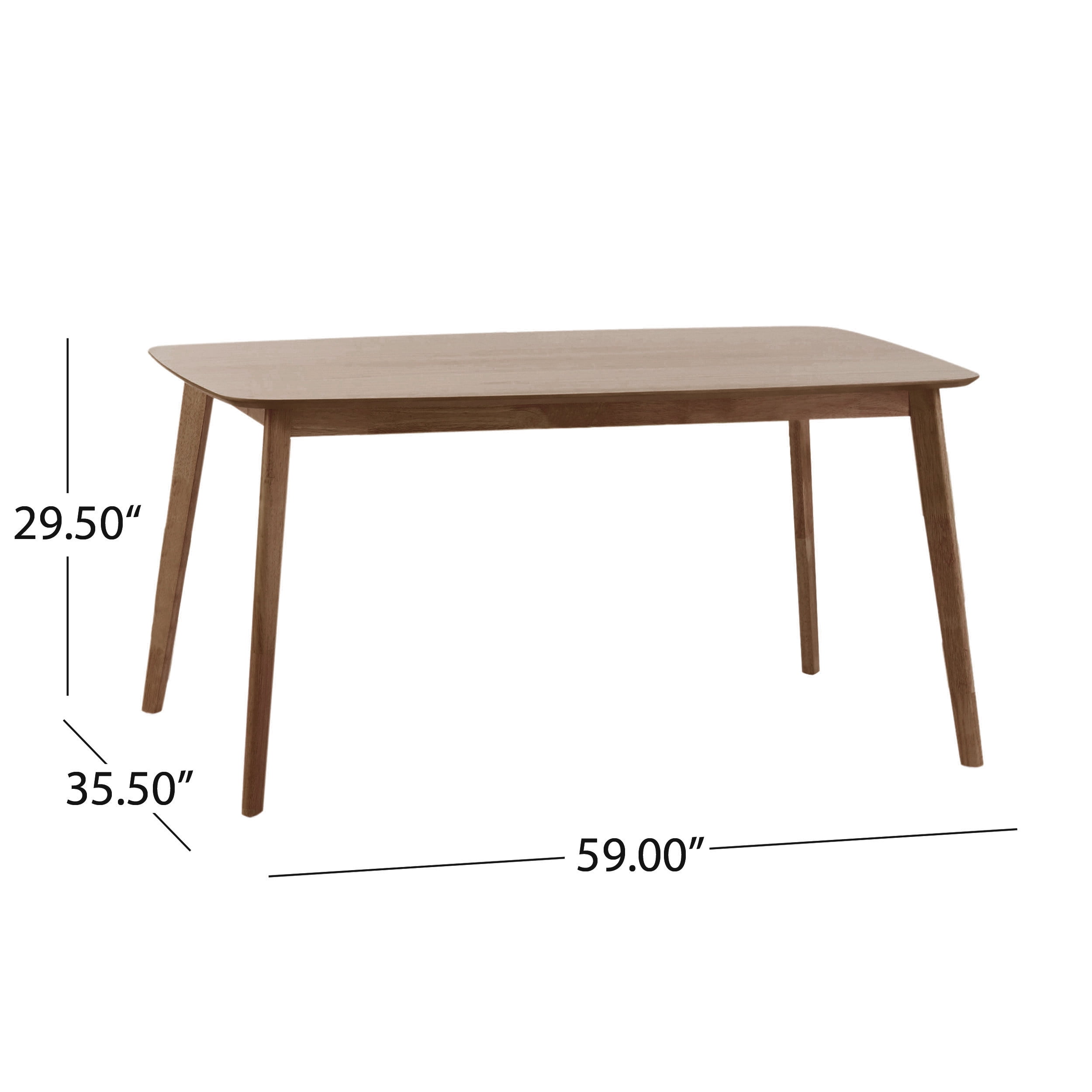 Bellamy Studios Natalia Natural Walnut Finish Mid-Century Modern Wood Dining Table