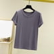 thumbnail image 1 of Pijama de manga corta para mujer, color liso, manga corta, camiseta fina, pijama de manga corta, blusa de poliéster, 1 of 8