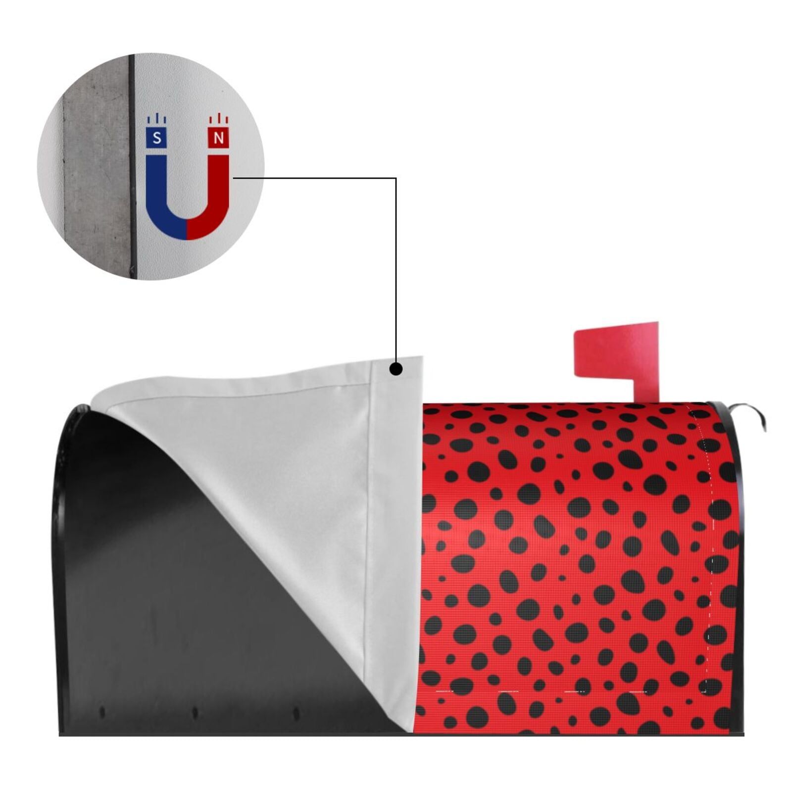 Logiee Ladybug Dotted Print Post Letter Box Wrap Decor, Mailbox Cover Suitable for Standard Mailbox and Large Size Mailbox,Outdoor Yard Decoration-21x18 in