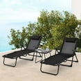 thumbnail image 2 of Costway Ensemble de 3 Chaises Longues Pliantes pour Patio avec Plateau de Table en PVC, Extérieur, Portable, Plage, 2 of 10