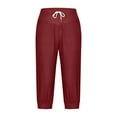 thumbnail image 5 of AINIYS Mid Rise Multi Pocket Cargo Capris Pants for Women Outdoor Hiking Casual Wine S, 5 of 6