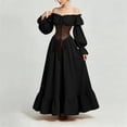 thumbnail image 2 of Renaissance Costume Women Bell Sleeve Off Shoulder Lace up Ruffle Medieval Corset Dress Halloween Costumes, 2 of 7