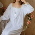 thumbnail image 2 of Sngxgn Nightgown Long Women's Long Sleeve Sleepwear Full Length Nightshirt Soft Sleep Gowns(White,L), 2 of 6