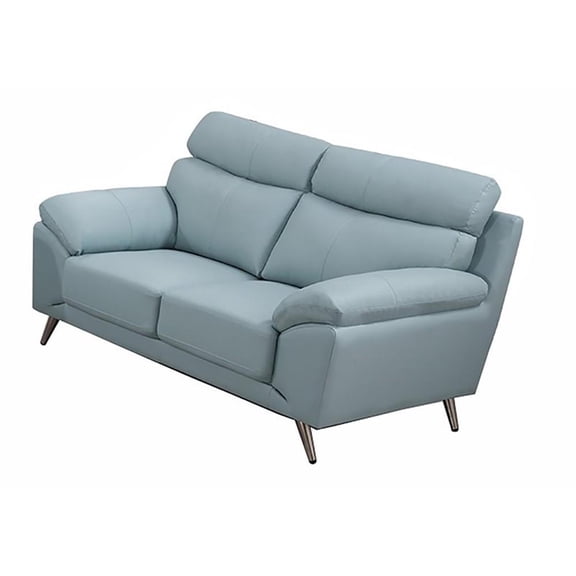 American Eagle Furniture Modern Leather Loveseat in Light Blue